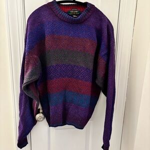 Vintage Handframed Sweater Colours Alexander Julian Size L Cotton Linen Grandpa